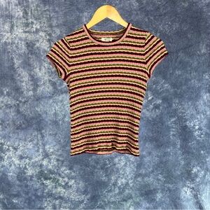 Madewell Multi-color Ribbed  Striped Top Sz S